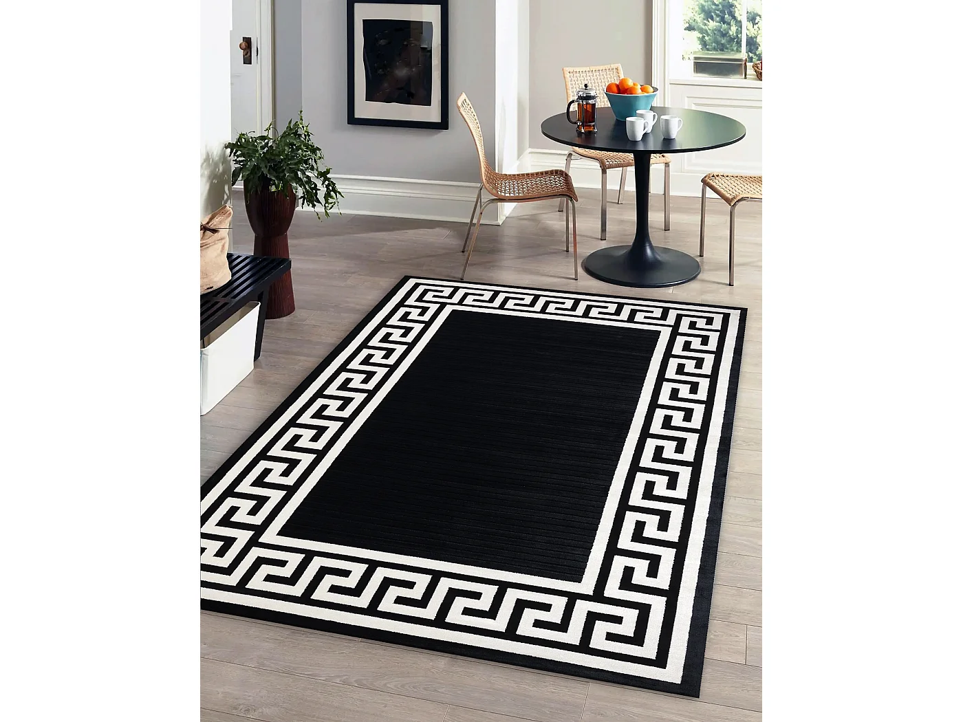 Tapijt PEARL 51327H zwart - Frame, exclusief Grieks, structureel 192x290 cm