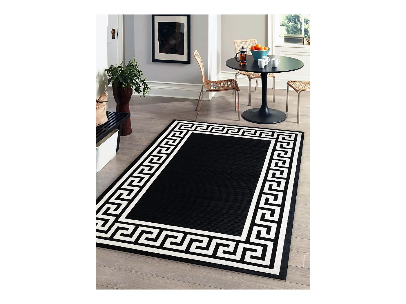 Tapis PEARL 51327H noir - Cadre, exclusivité grecque, structurel 192x290 cm