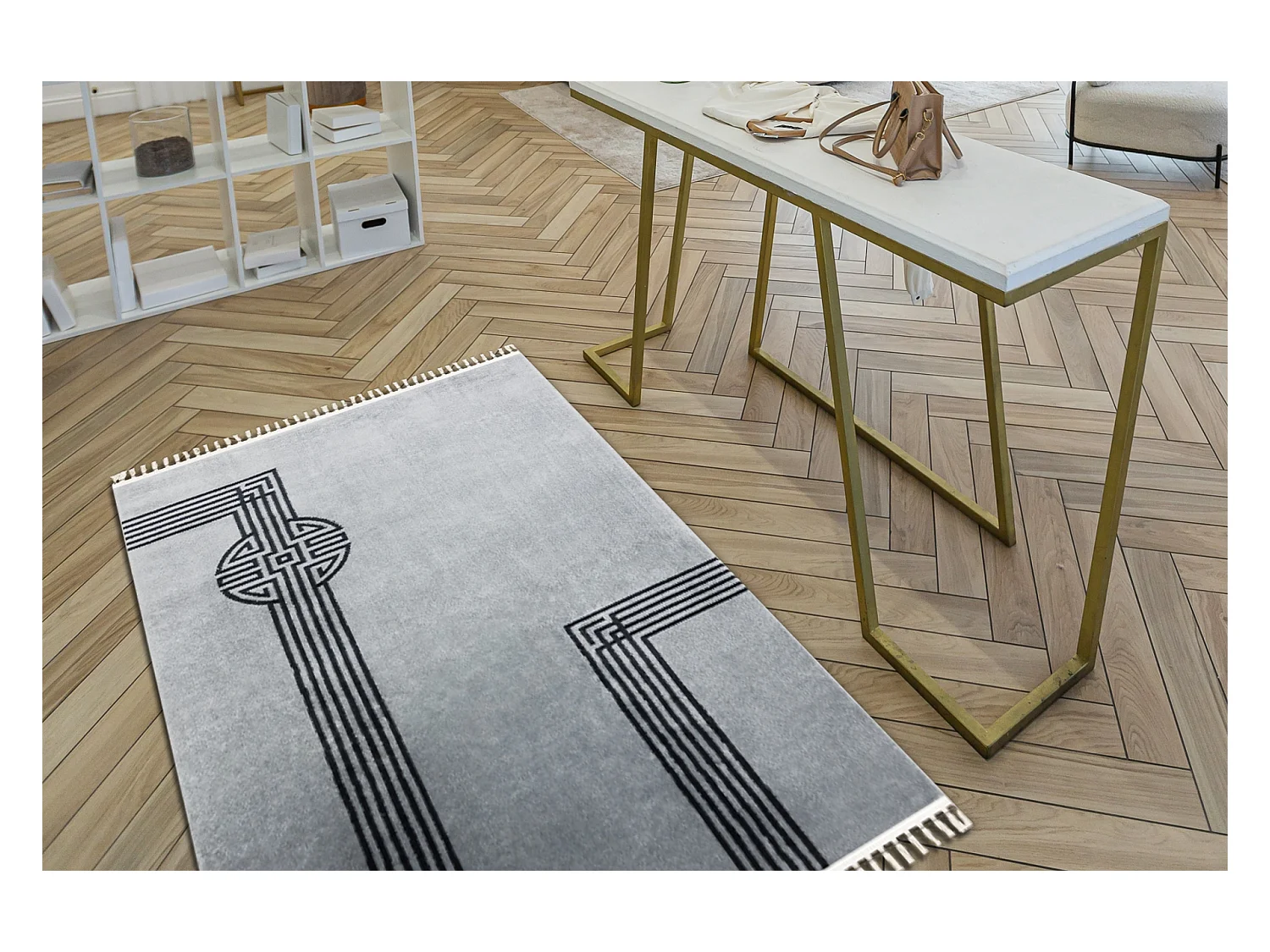 Tapijt AMOUR 53116D grijs - Geometrisch, kleur modern, elegant 98x200 cm