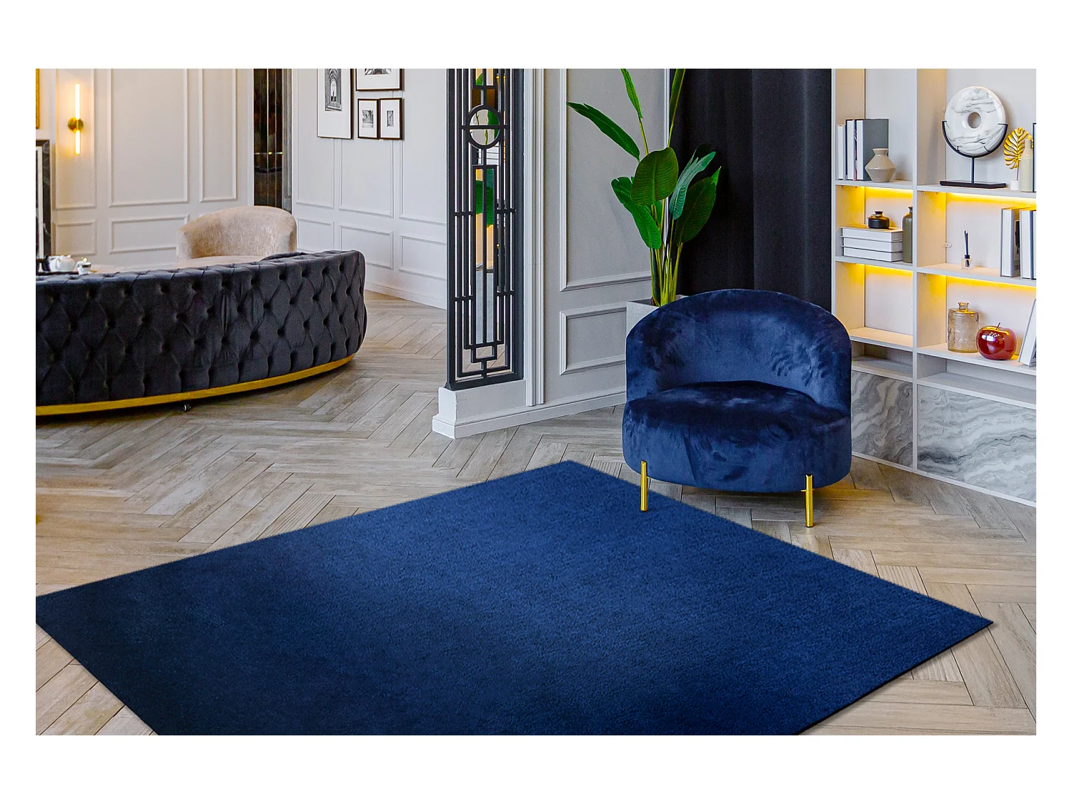 Tapijt VISCO donkerblauw 10 pluche, IMITATIE KONIJNEJ BONT 120x170 cm