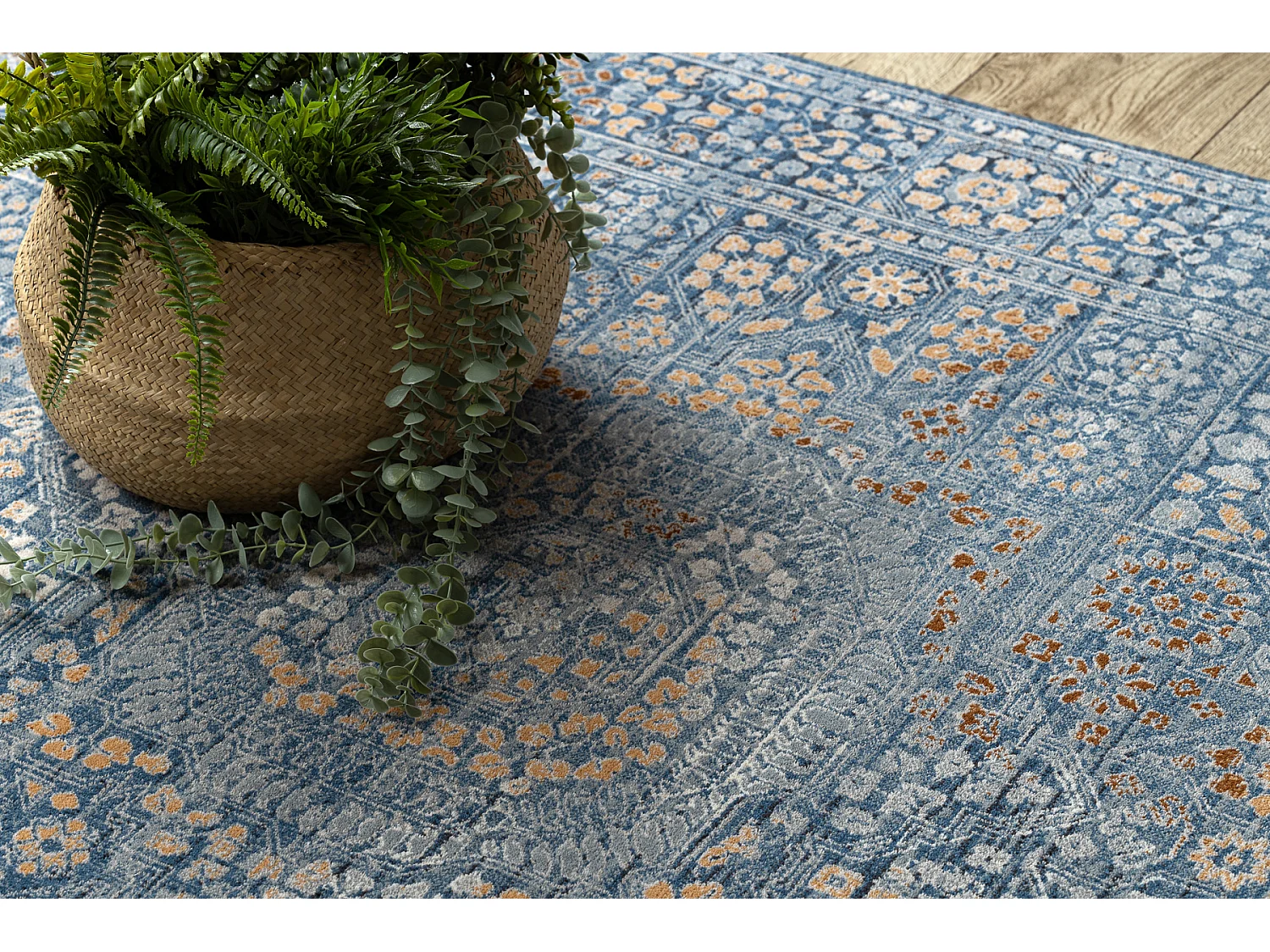 Dywan NAIN Ornament, vintage 7708/51611 niebieski / pomarańczowy 200x300 cm