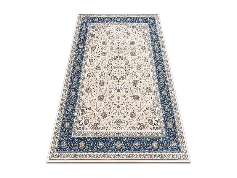 Teppich Wolle NAIN Ornament, Rahmen, 7179/51613 beige / blau 80x150 cm