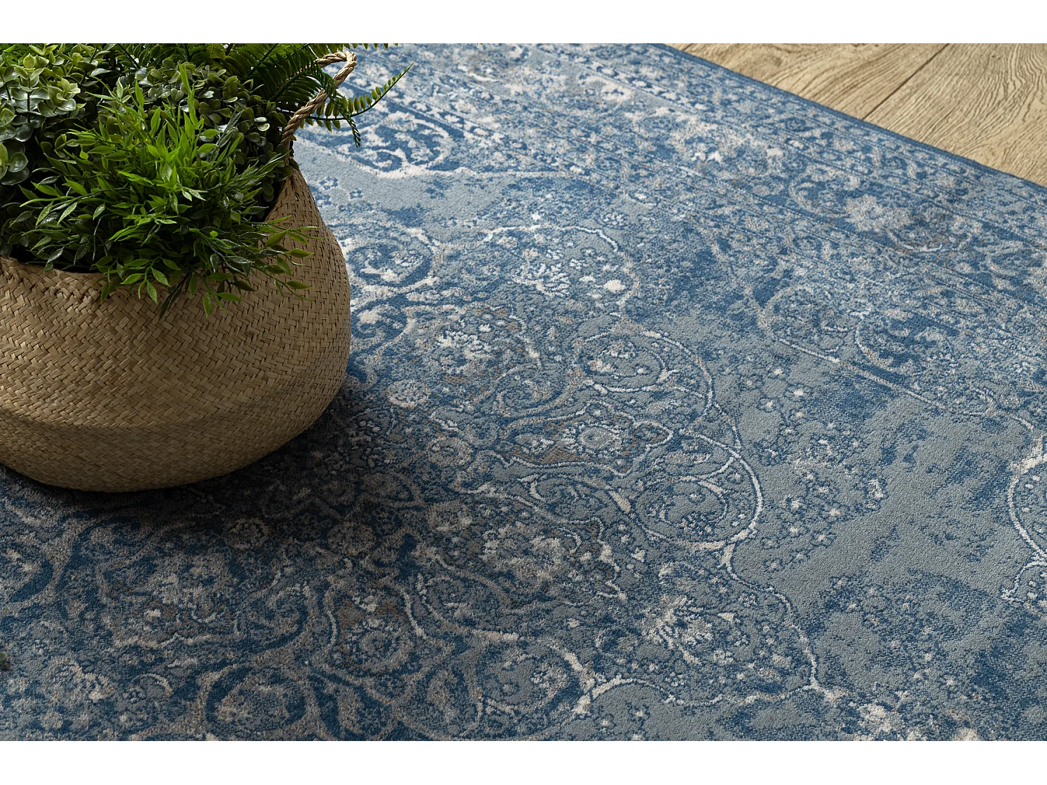 Tappeto NAIN Ornamento, telaio, vintage 7599/51611 blu / beige 160x230 cm