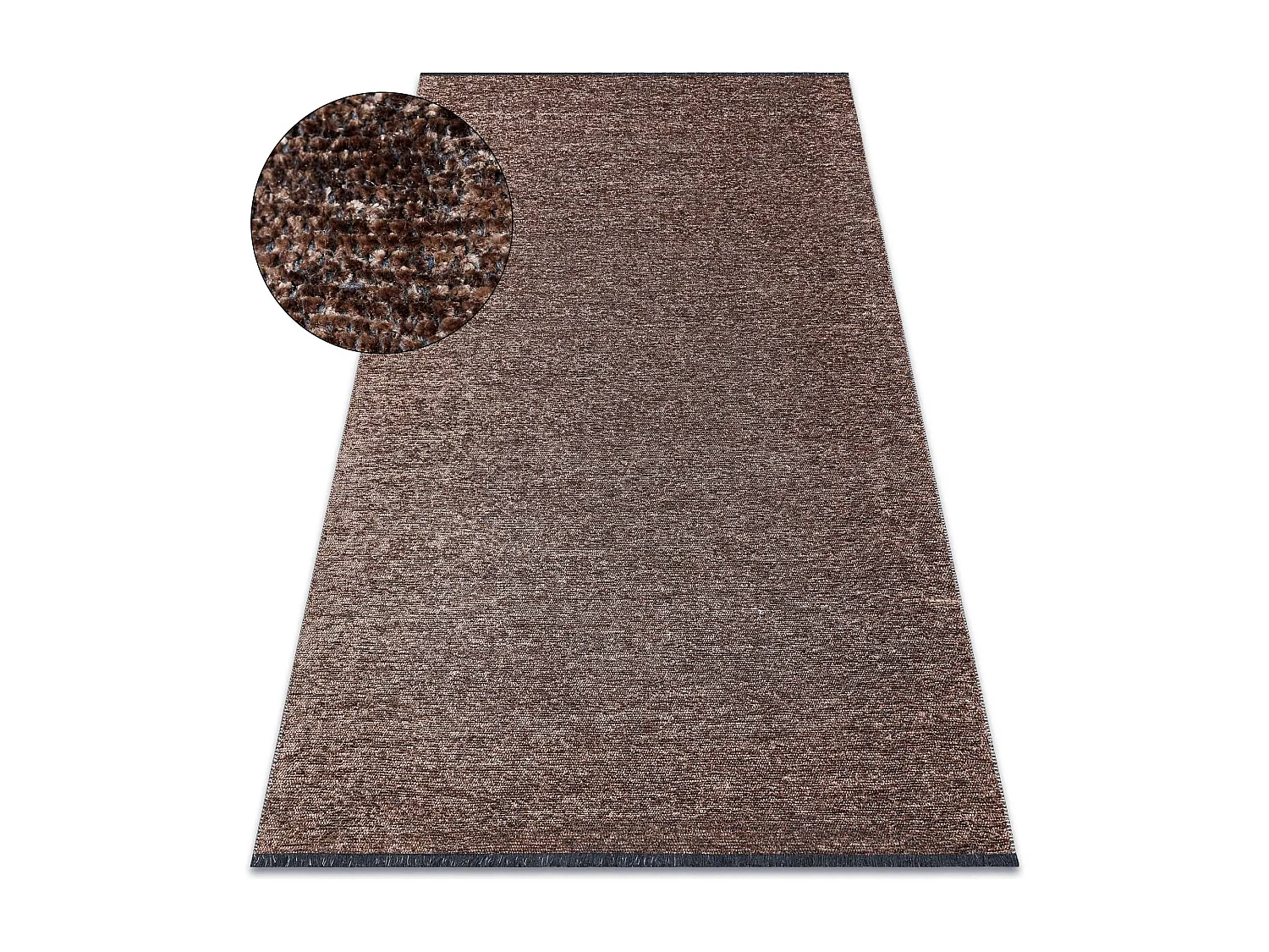 Teppich FLORENCE 24021 Einfarbig, Glamour, Flachgewebt, Fransen - brau 118x170 cm