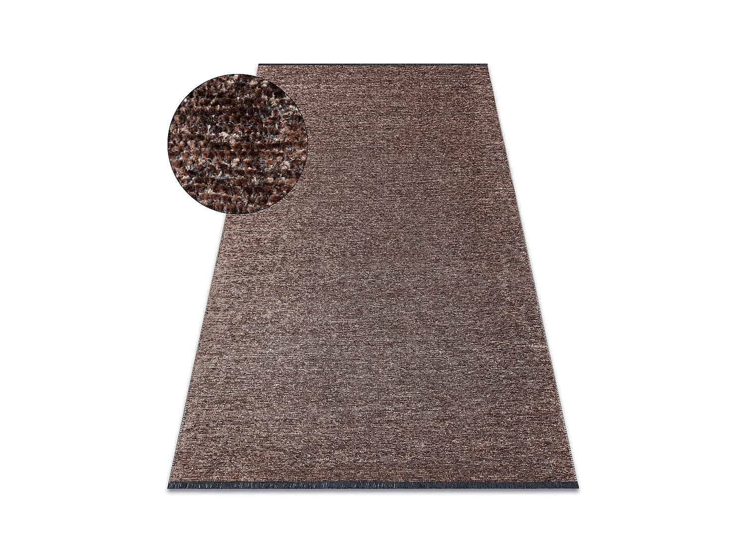 Tapis FLORENCE 24021 Uni, glamour, tissé à plat, franges - marron 118x170 cm