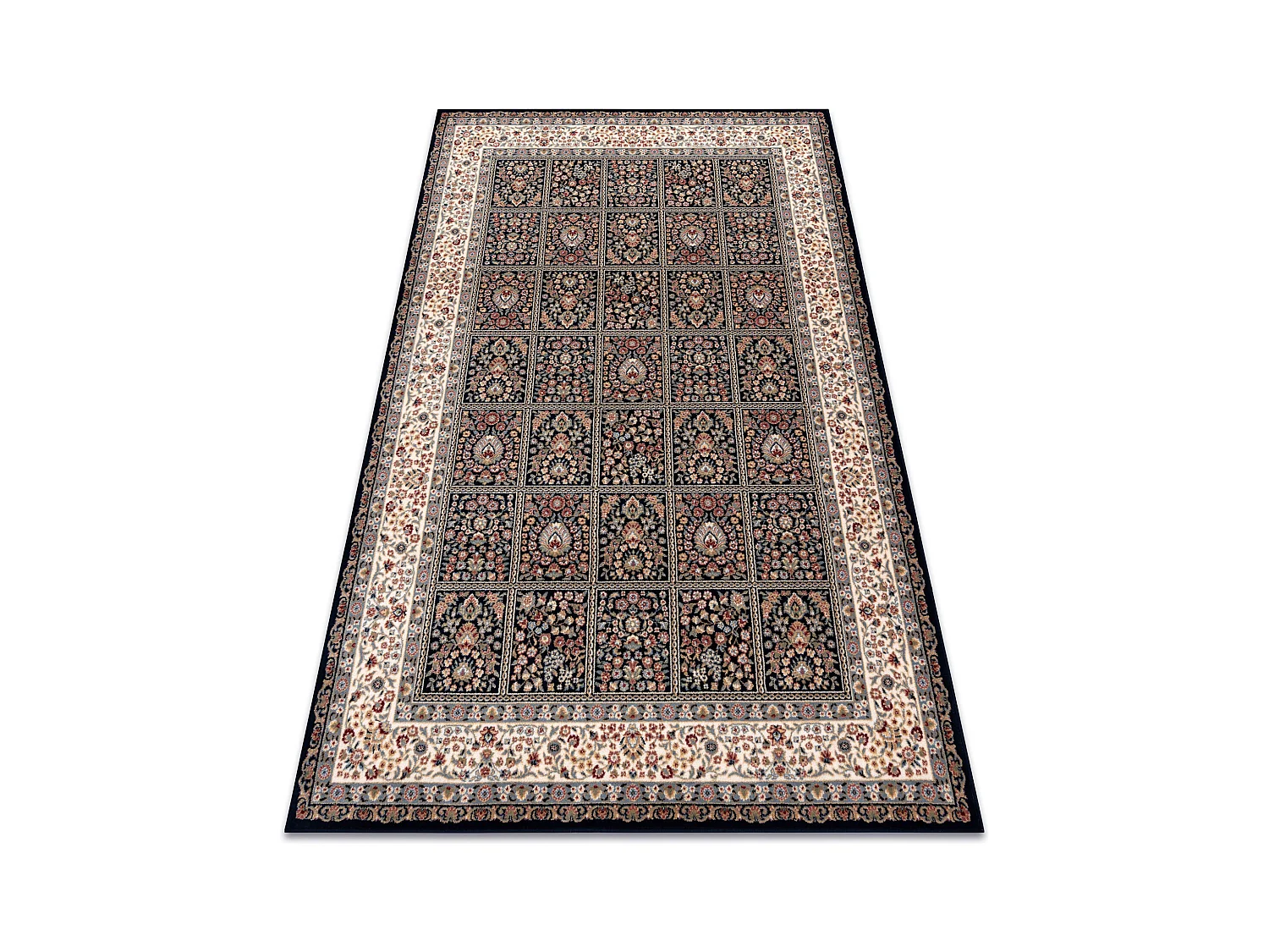 Tapis NAIN Fleurs, cadre 1181/51011 bleu foncé / beige 80x150 cm