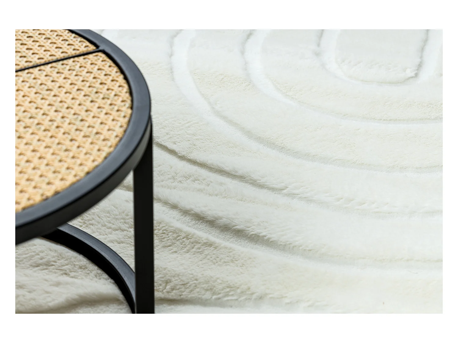 Tapis lavable CURVY blanc 11 Arches, structurel, gaufré, peluche 120x170 cm