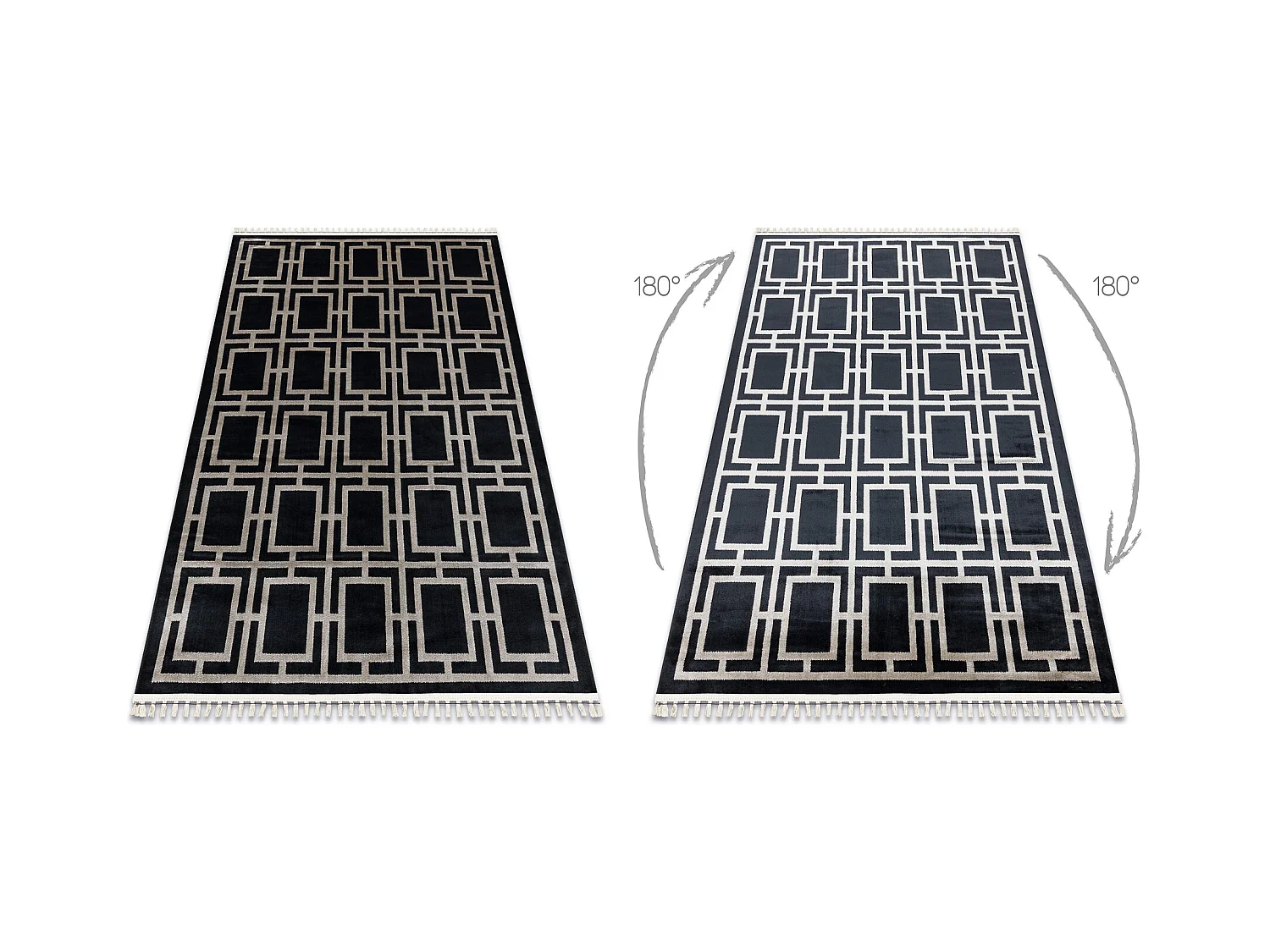 Tapis AMOUR 53078B noir - Géométrique, lignes moderne, élégant 118x180 cm