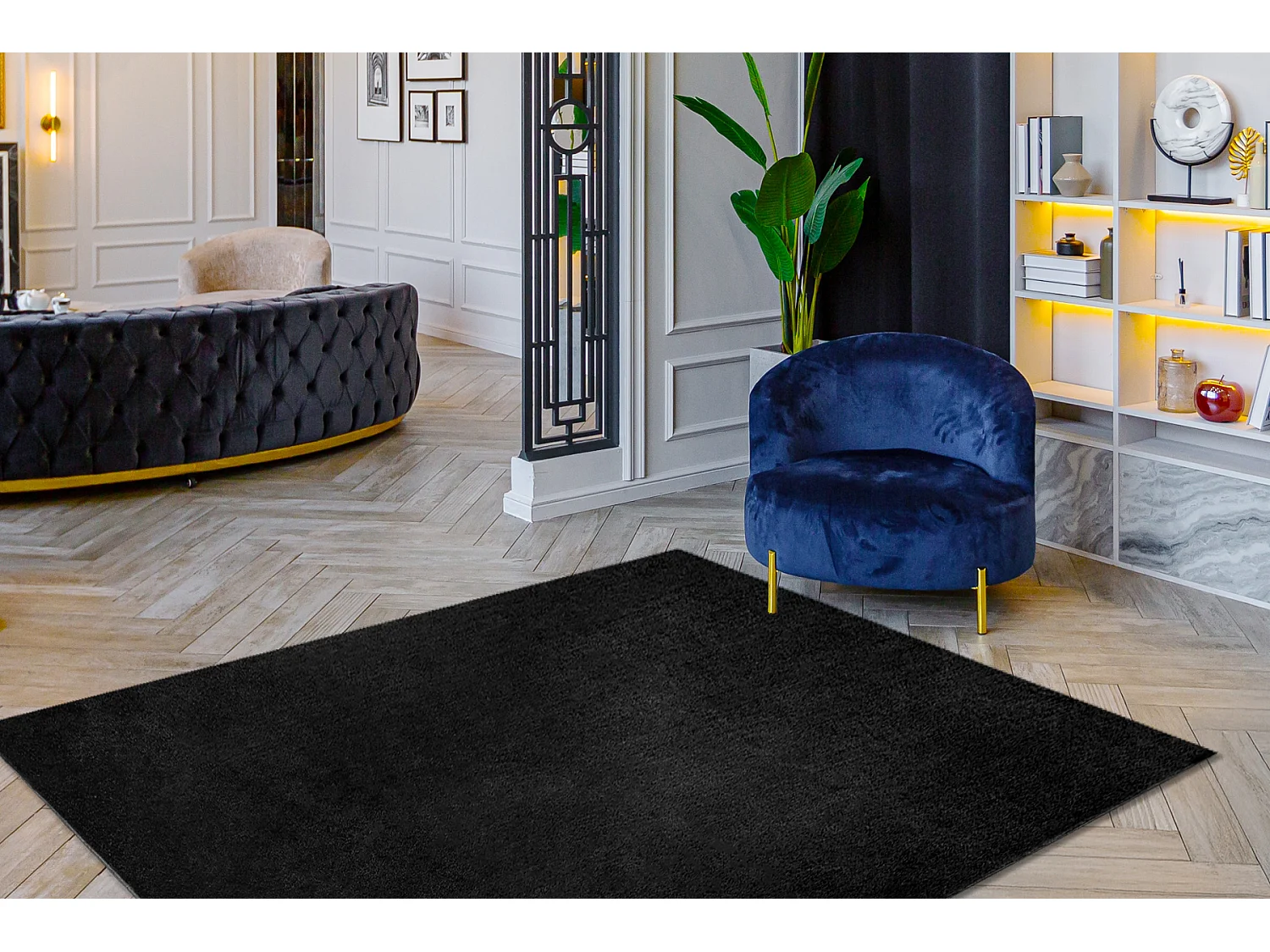 Tapis VISCO gris foncé 5 peluche, IMITATION FOURRURE DE LAPIN 60x100 cm