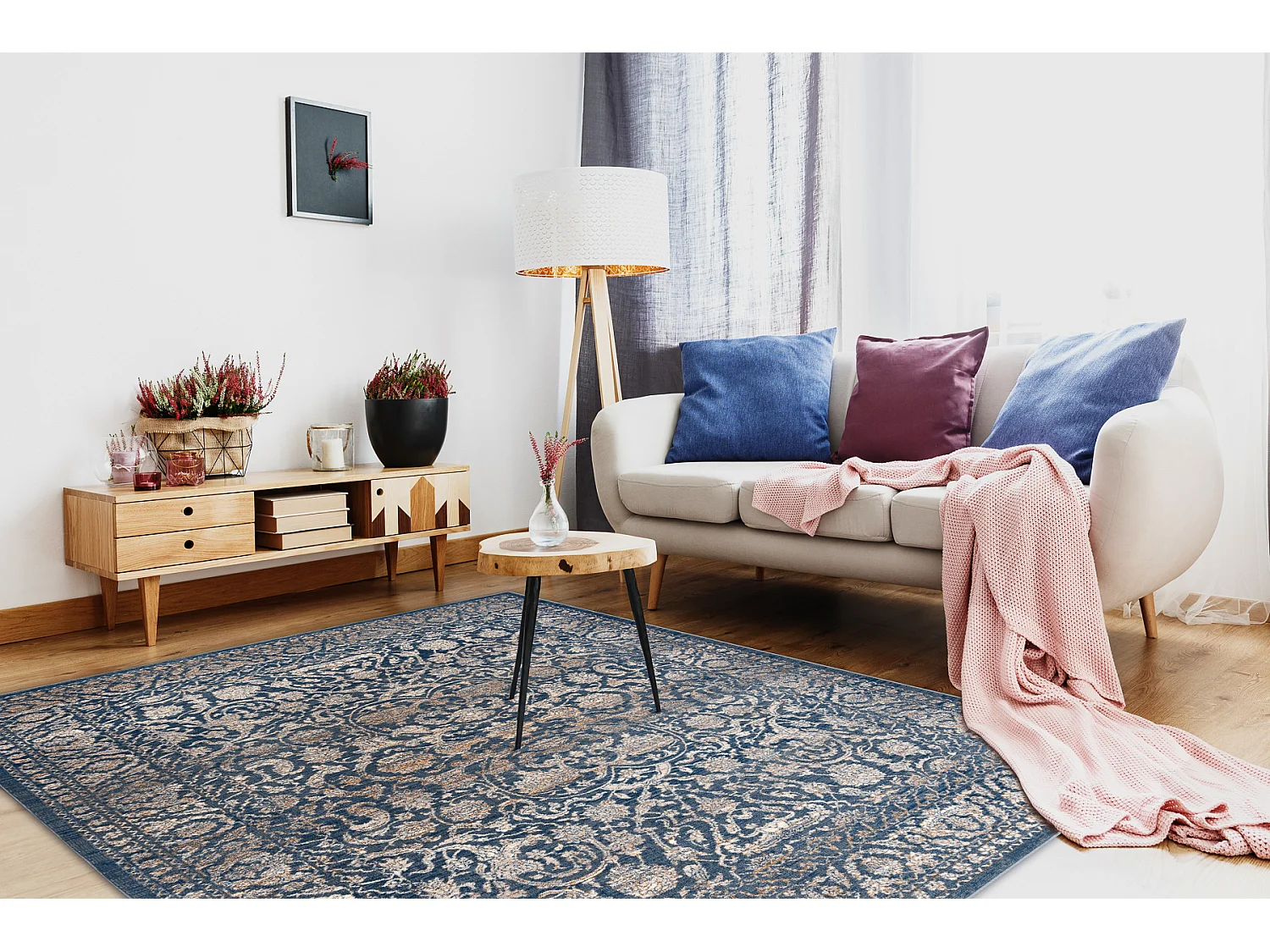 Tapis NAIN Ornement, cadre, vintage 7557/51644 beige / bleu 80x150 cm