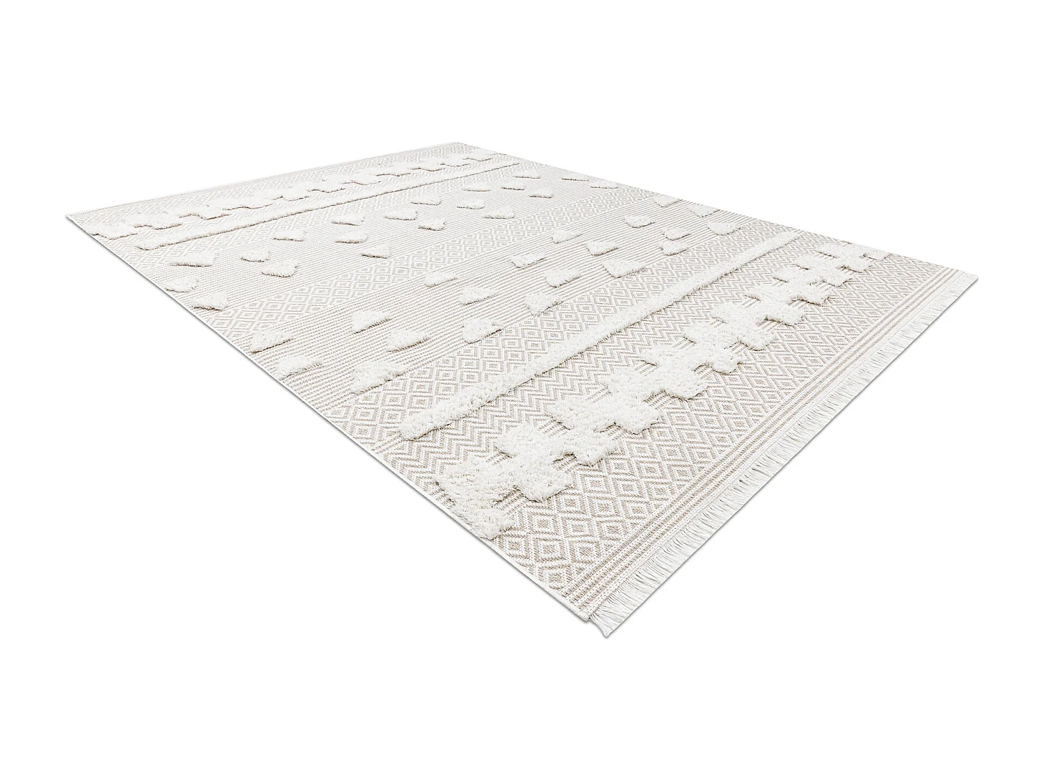 Teppich ÖKO SISAL MOROC 22321 Dreiecke, Zickzack boho Franse - strukt 194x290 cm