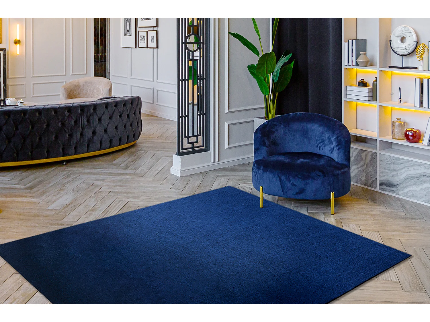 Teppich VISCO dunkelblau 10 Plüsch, IMITATION VON KANINCHENPELZ 60x100 cm