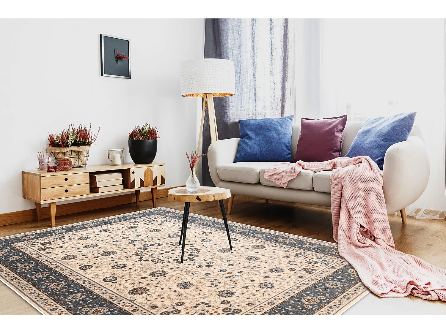 Tapis NAIN Ornement, cadre, 7179/51643 beige / bleu 160x230 cm