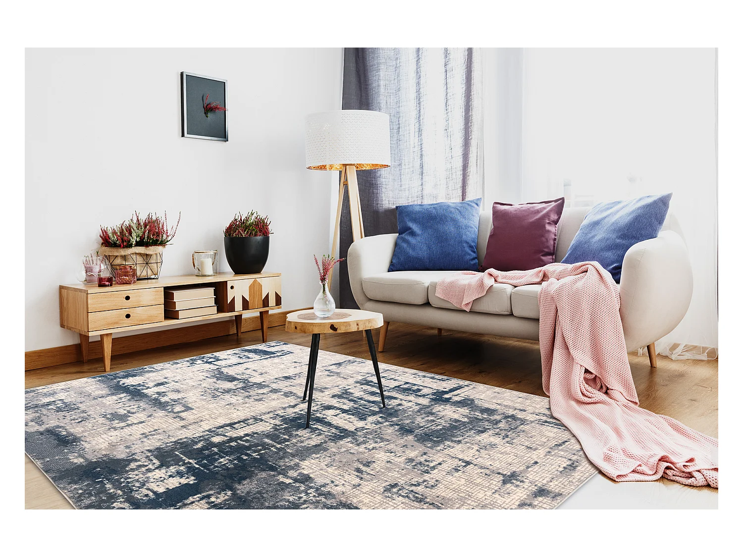 Tapijt NAIN Abstractie, vintage, 7005/51655 beige / blauw 160x230 cm