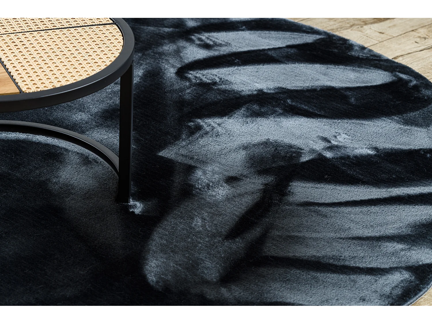 Tapis VISCO cercle gris foncé 5 peluche, IMITATION FOURRURE DE LAPIN cercle 160 cm