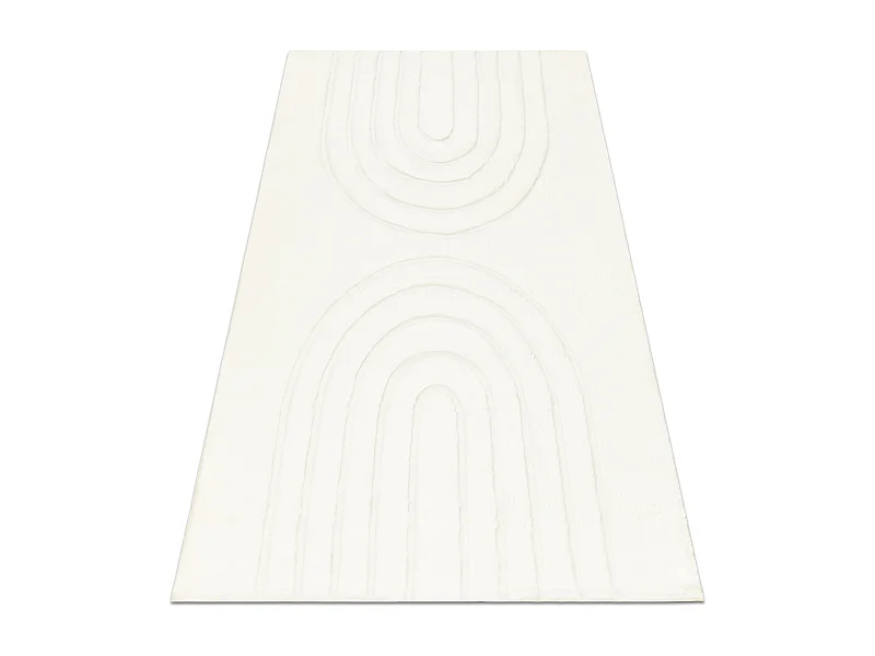 Tapis lavable CURVY blanc 11 Arches, structurel, gaufré, peluche 200x290 cm