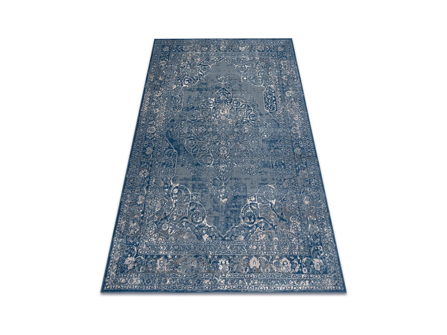 Tapis NAIN Ornement, cadre, vintage 7599/51611 bleu / beige 80x150 cm