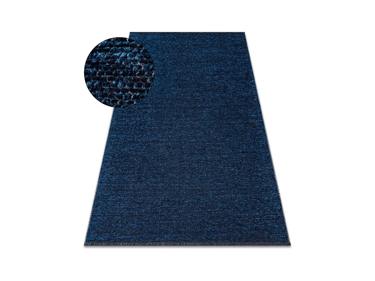 Tapis FLORENCE 24021 Uni, glamour, tissé à plat, franges - bleu fonc 118x170 cm