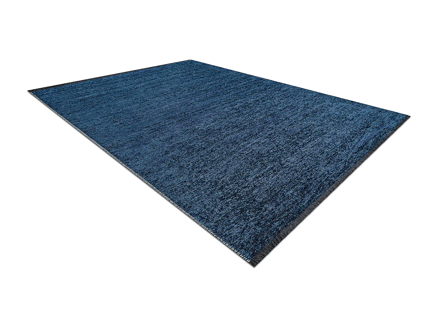 Tapis FLORENCE 24021 Uni, glamour, tissé à plat, franges - bleu fonc 118x170 cm