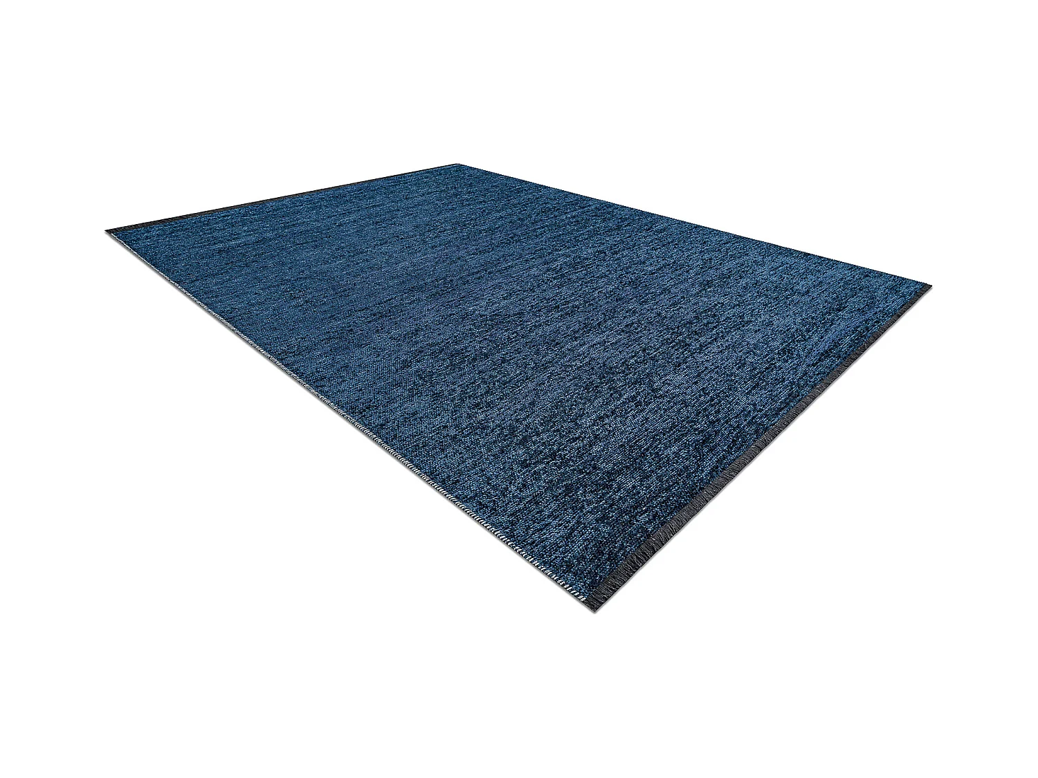 Tapis FLORENCE 24021 Uni, glamour, tissé à plat, franges - bleu fonc 118x170 cm