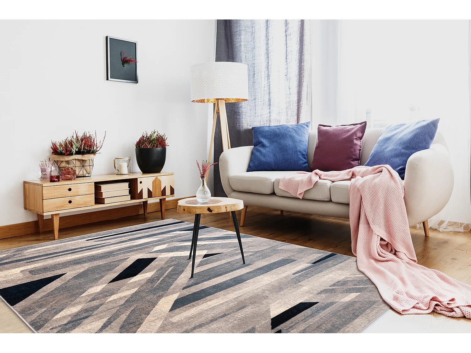 Teppich Wolle NAIN Geometrisch 7706/51655 beige / blau 200x300 cm