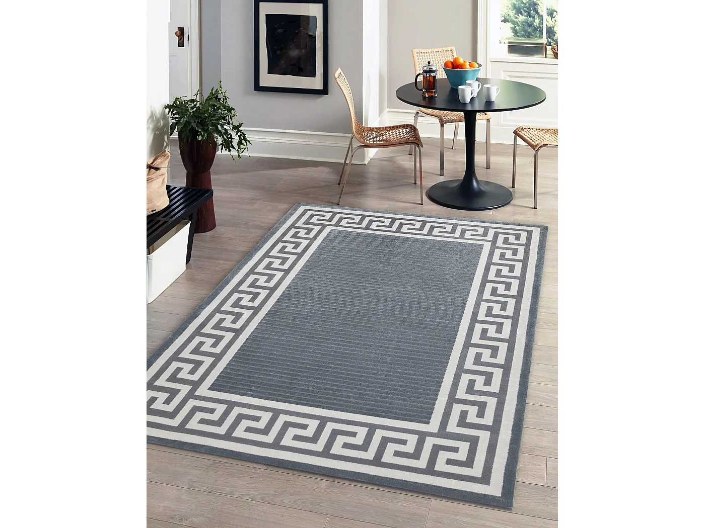 Tappeto PEARL 51327F grigio - Telaio, greca esclusiva, strutturale 154x230 cm