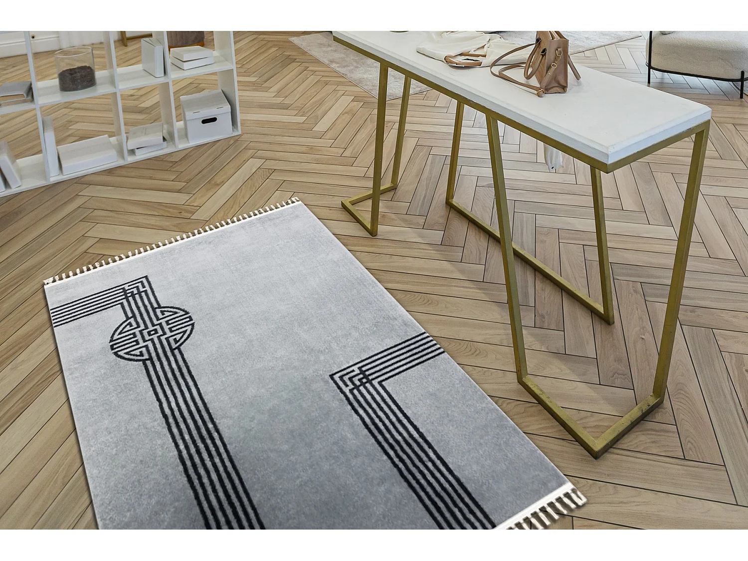 Tapis AMOUR 53116D gris - Géométrique, lignes moderne, élégant 196x290 cm