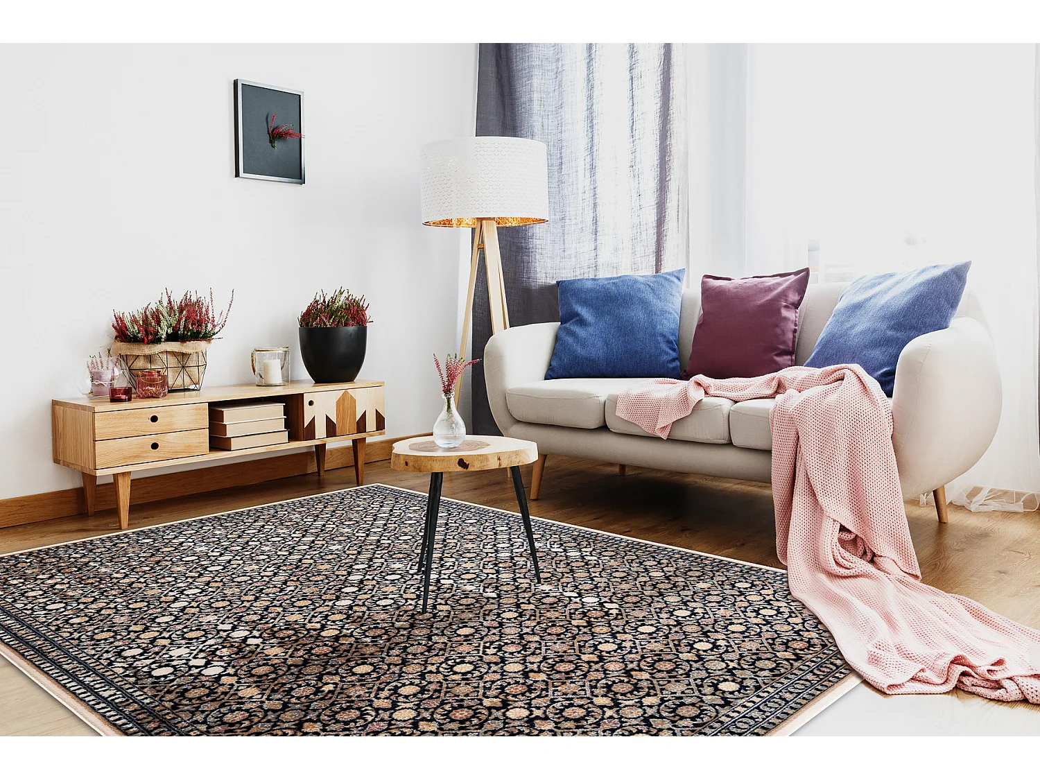 Tapis NAIN Ornement 1183/51033 bleu foncé / beige 80x150 cm