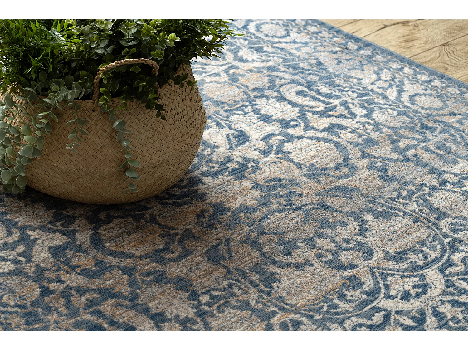 Teppich Wolle NAIN Ornament, Rahmen, vintage 7557/51644 beige / blau 200x300 cm