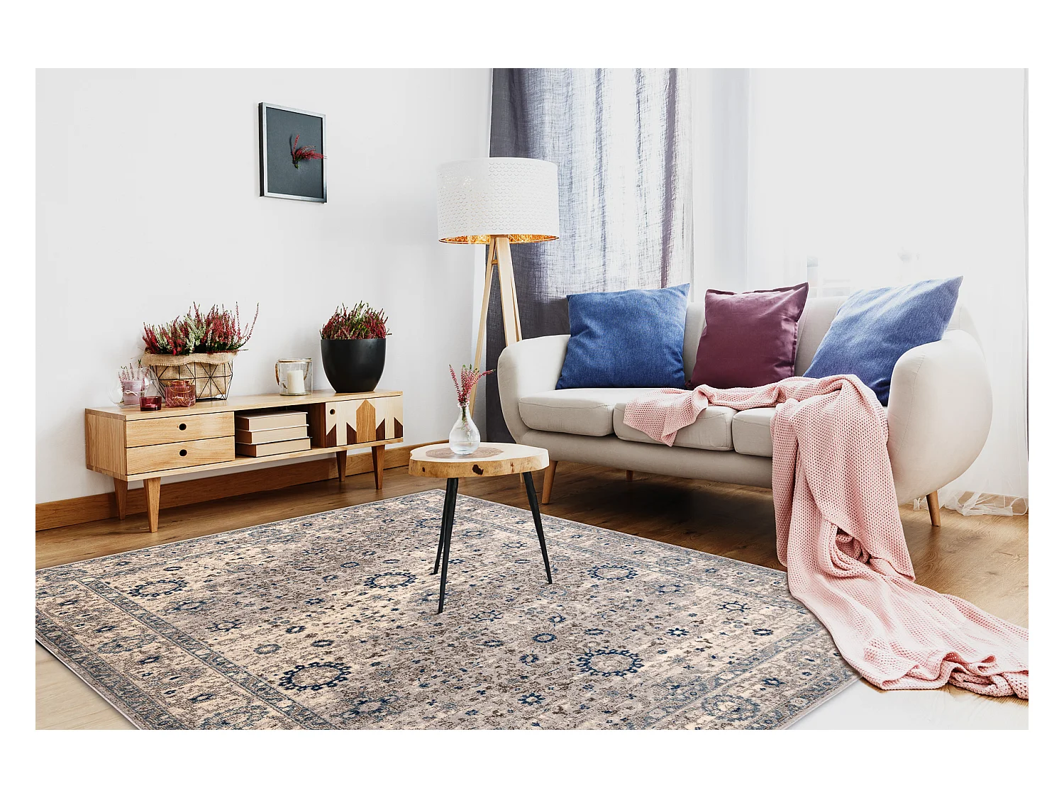 Tapijt NAIN Ornament, frame, 7586/51635 beige / blauw 80x150 cm
