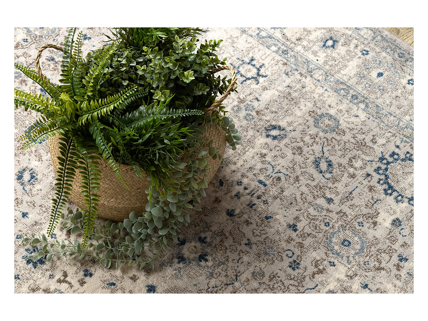 Tapijt NAIN Ornament, frame, 7586/51635 beige / blauw 80x150 cm