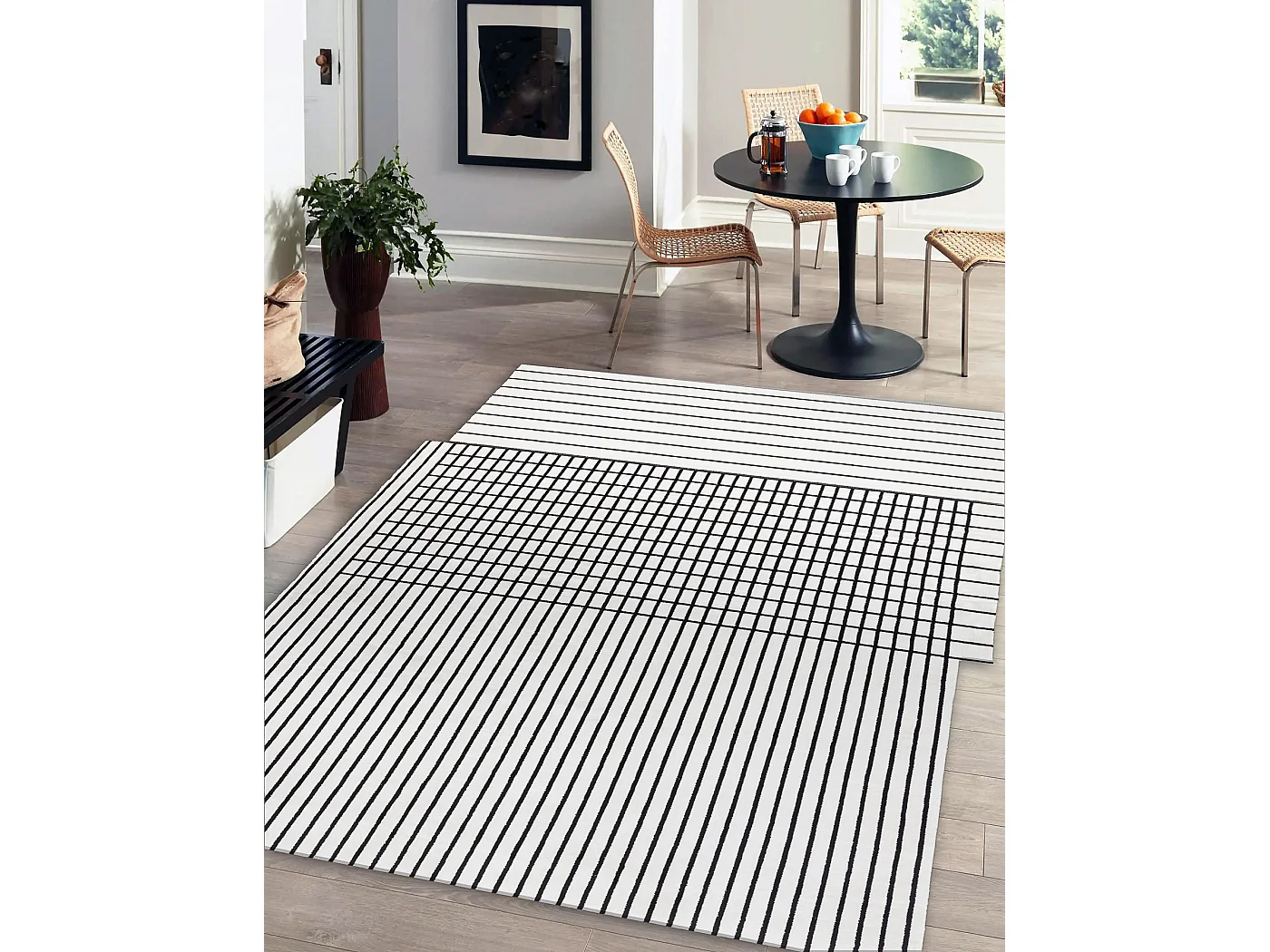 Tapis PEARL 51333K crème / noir - Lignes, exclusivité structurel 192x290 cm