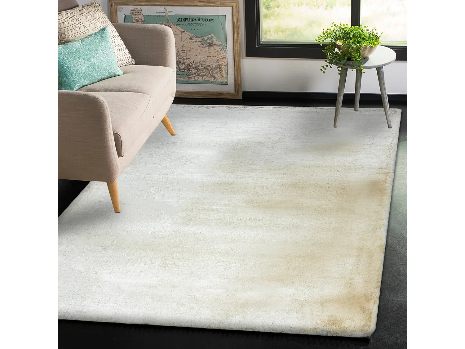 Tapis TEDDY NEW wool 45 Shaggy crème très épais, en peluche 140x190 cm