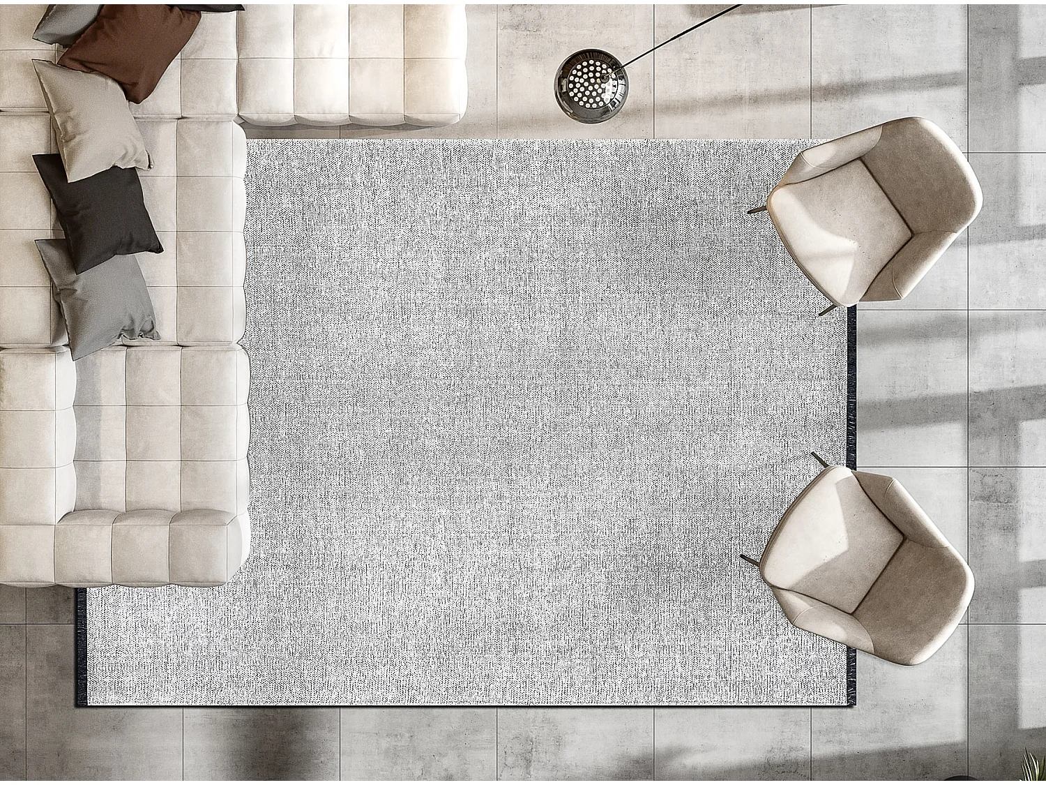 Tappeto FLORENCE 24021 Monocolore, glamour, tessitura piatta, frange - 118x170 cm