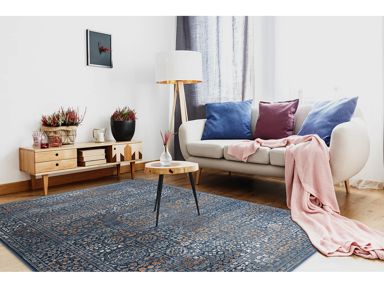 Tapis NAIN Ornement, vintage 7708/51611 bleu / orange 240x340 cm