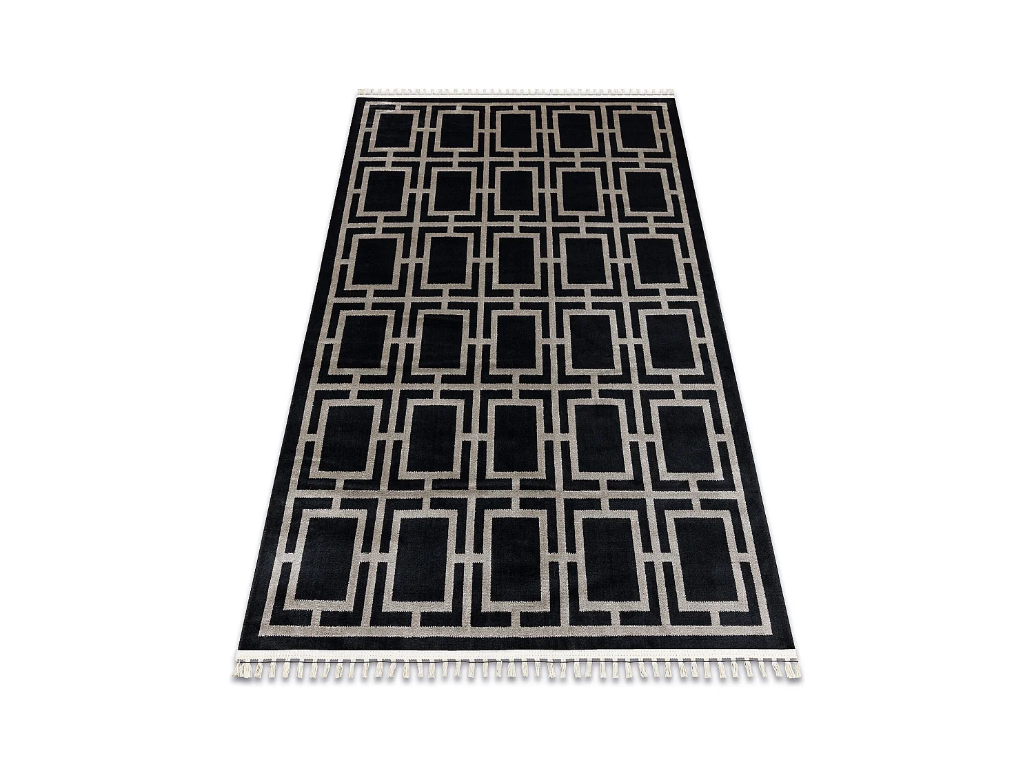 Tapis AMOUR 53078B noir - Géométrique, lignes moderne, élégant 98x200 cm