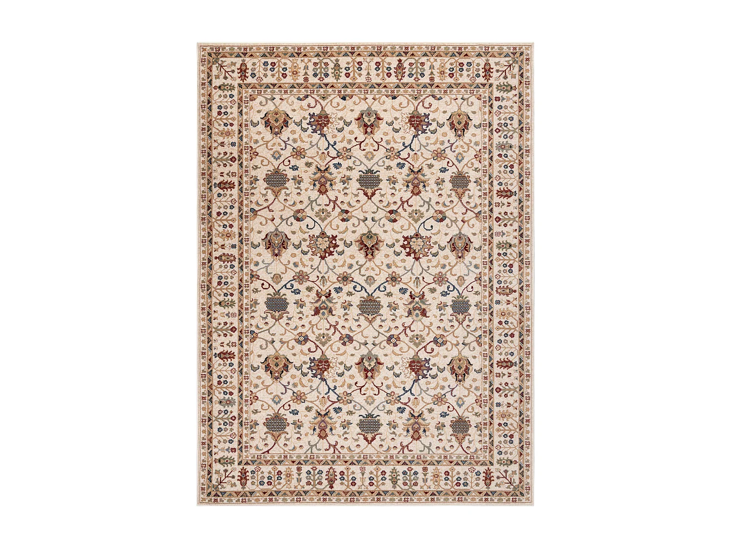 Tapis NAIN Ornement, cadre, 1028/51053 beige / bordeaux / bleu 80x150 cm