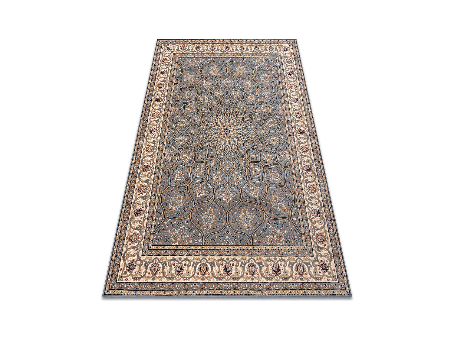 Tapis NAIN Rosette, cadre, 1180/51034 bleu / beige 200x300 cm