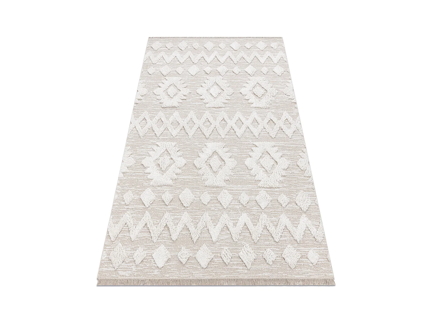 Tapis ECO SIZAL MOROC 22319 losangos boho franges - structurel beige / 194x290 cm