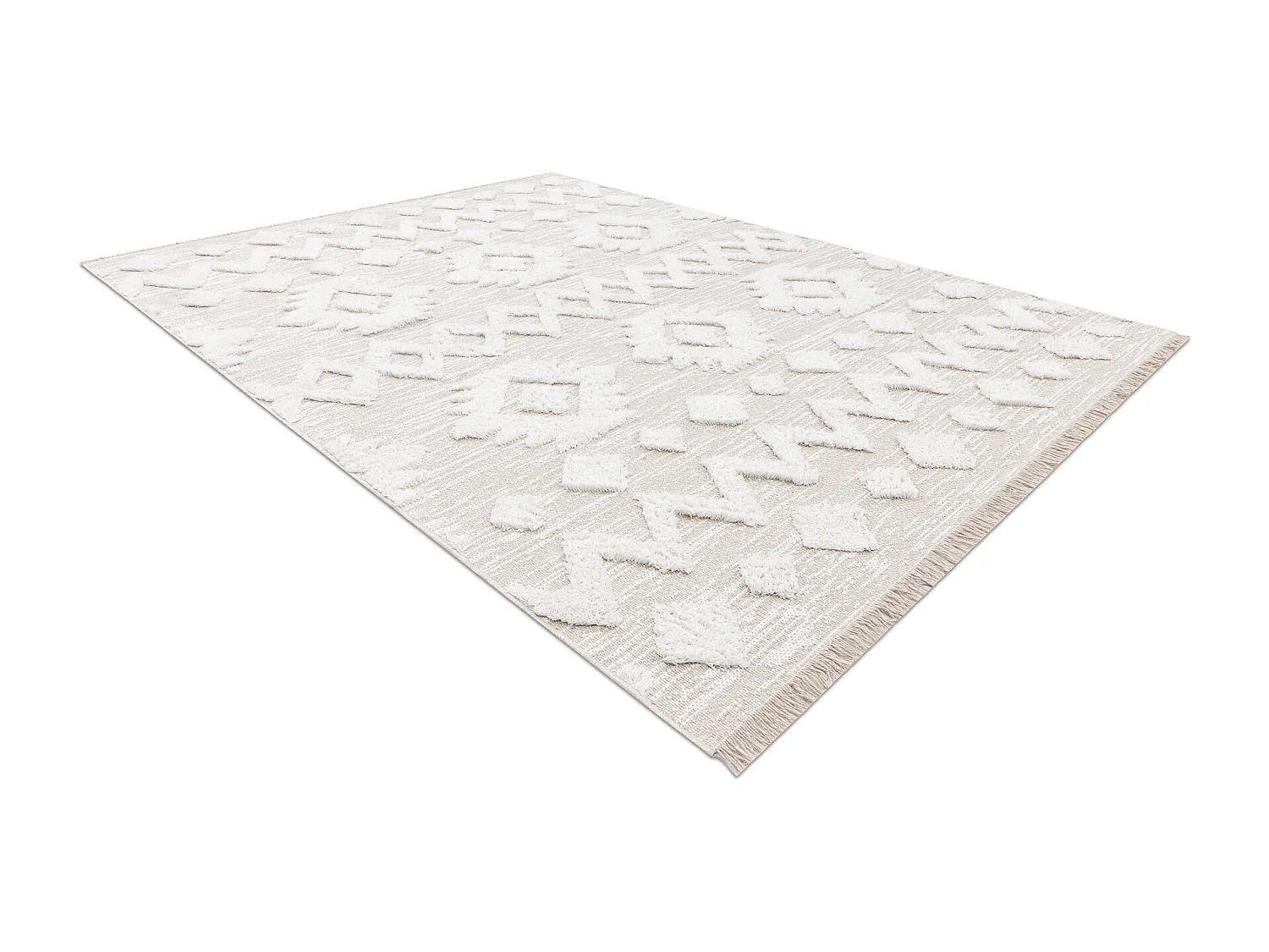Tappeto ECO SIZAL MOROC 22319 rombi boho franges - strutturale beige / 194x290 cm