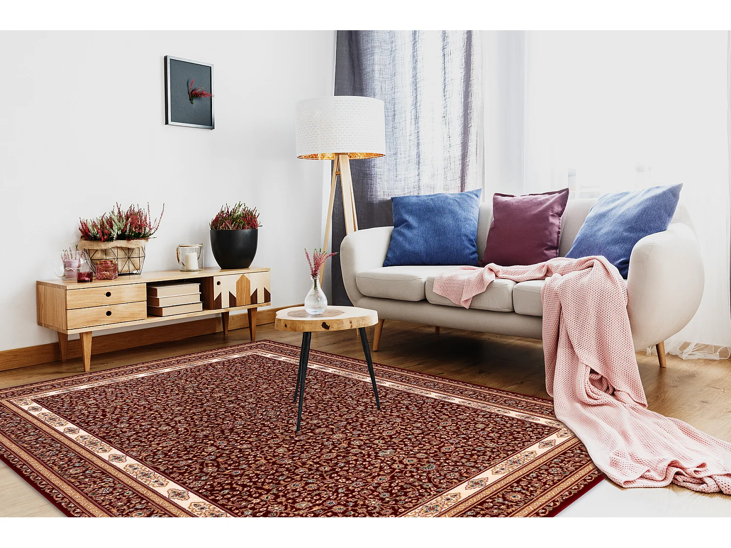 Tapis NAIN Ornement, cadre, 7965/51066 bordeaux / beige 160x230 cm