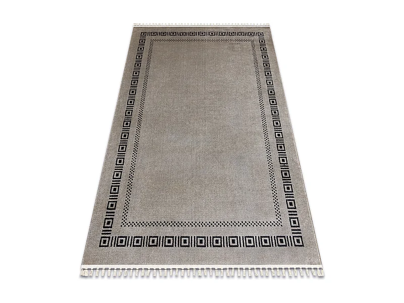 Teppich AMOUR 53098A beige / schwarz - Rahmen, griechisch modern, eleg 98x200 cm
