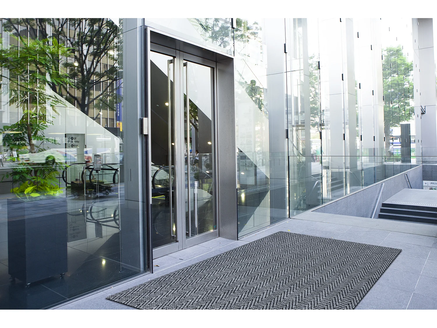 Alfombrilla antideslizante MAGNUS 2954 Zigzag exterior, interior gris 200x140 cm