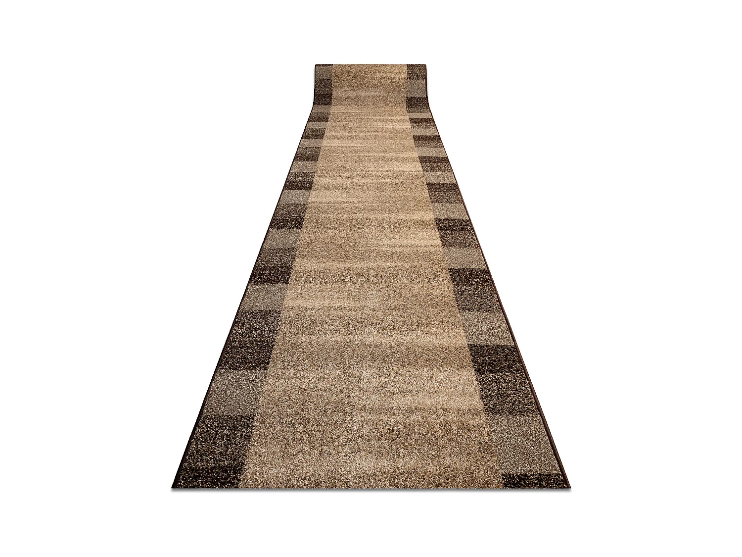 Tapis de couloir KARMEL Etna cadre, sable noix 100x370 cm
