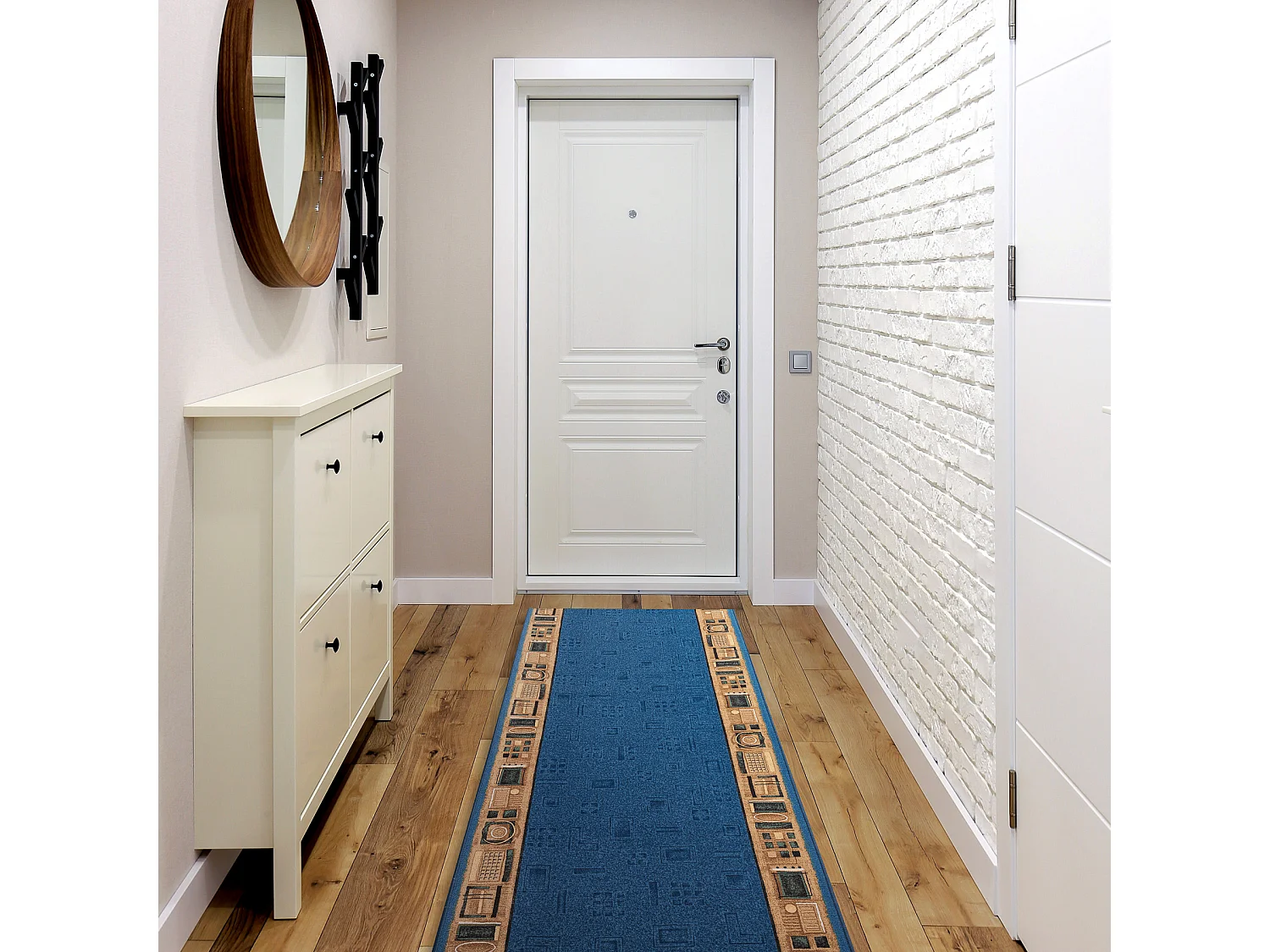 TAPIS DE COULOIR ANTIDÉRAPANT JENA bleu 80x950 cm