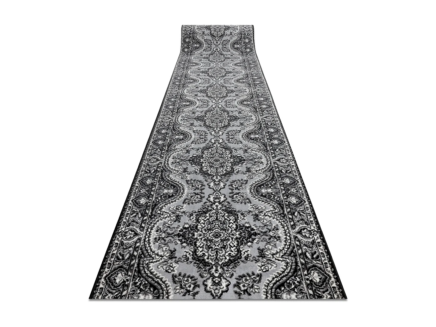 Alfombra de pasillo BCF MORAD Wiosna rosetón gris 100x580 cm