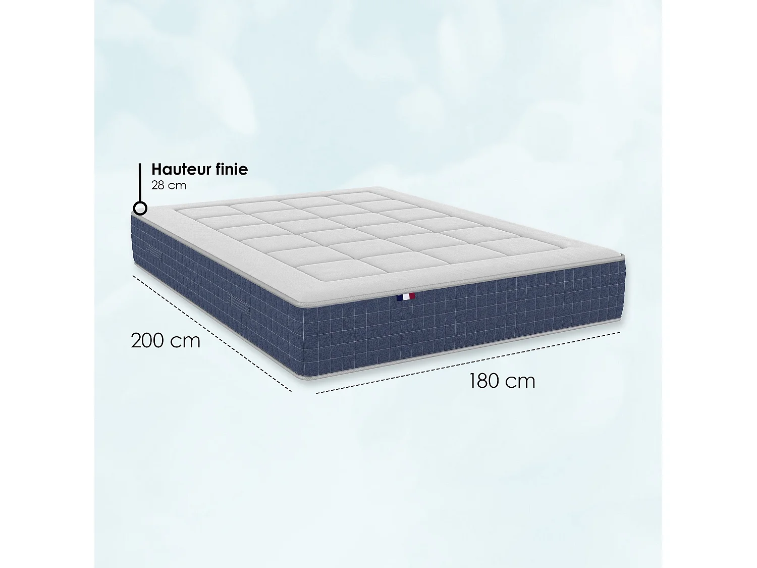 Matelas ressorts ensachés KING STYLE, mémoire de forme, confort ferme Dimensions - 180 x 200 cm