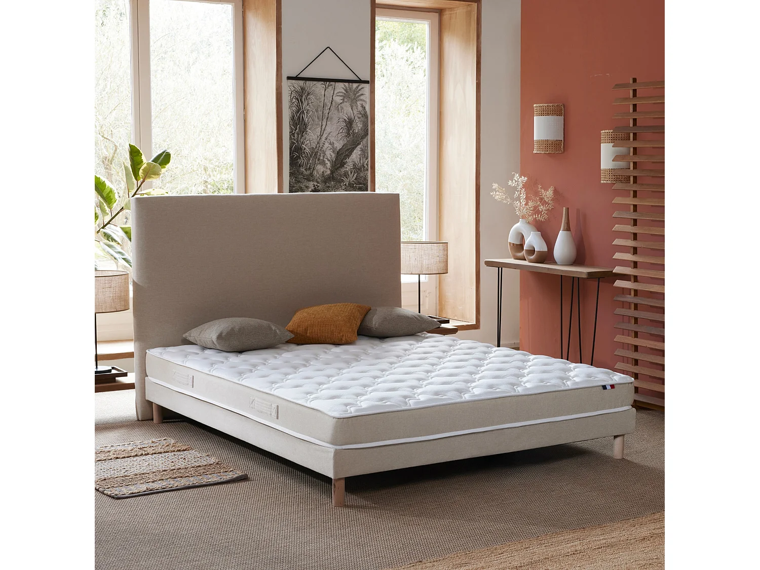 Matelas en polylatex 80 kg/m³, H 21 cm - Fabrication Française Dimensions - 140 x 190 cm