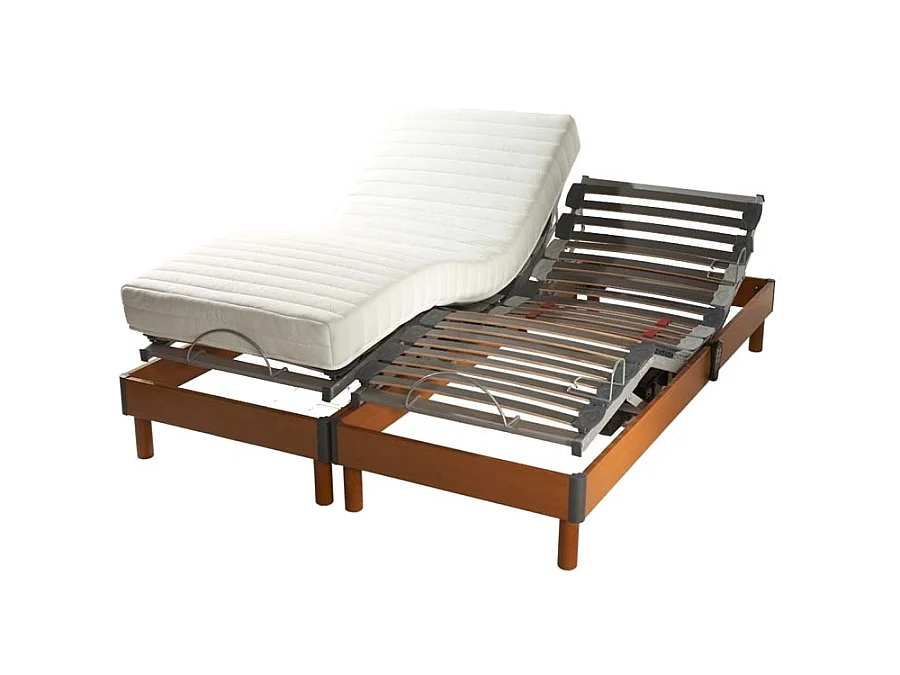 Lot de Sommiers tous lattes bois merisier Dimensions - 2x90 x 200 cm