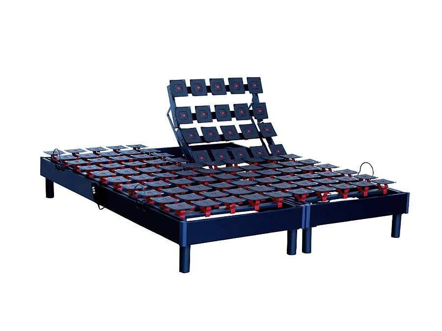 Lot de Sommiers tous plots reglables gris Dimensions - 2x90 x 200 cm